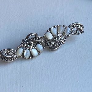 Vintage Marcasite and Mother of pearl brooch